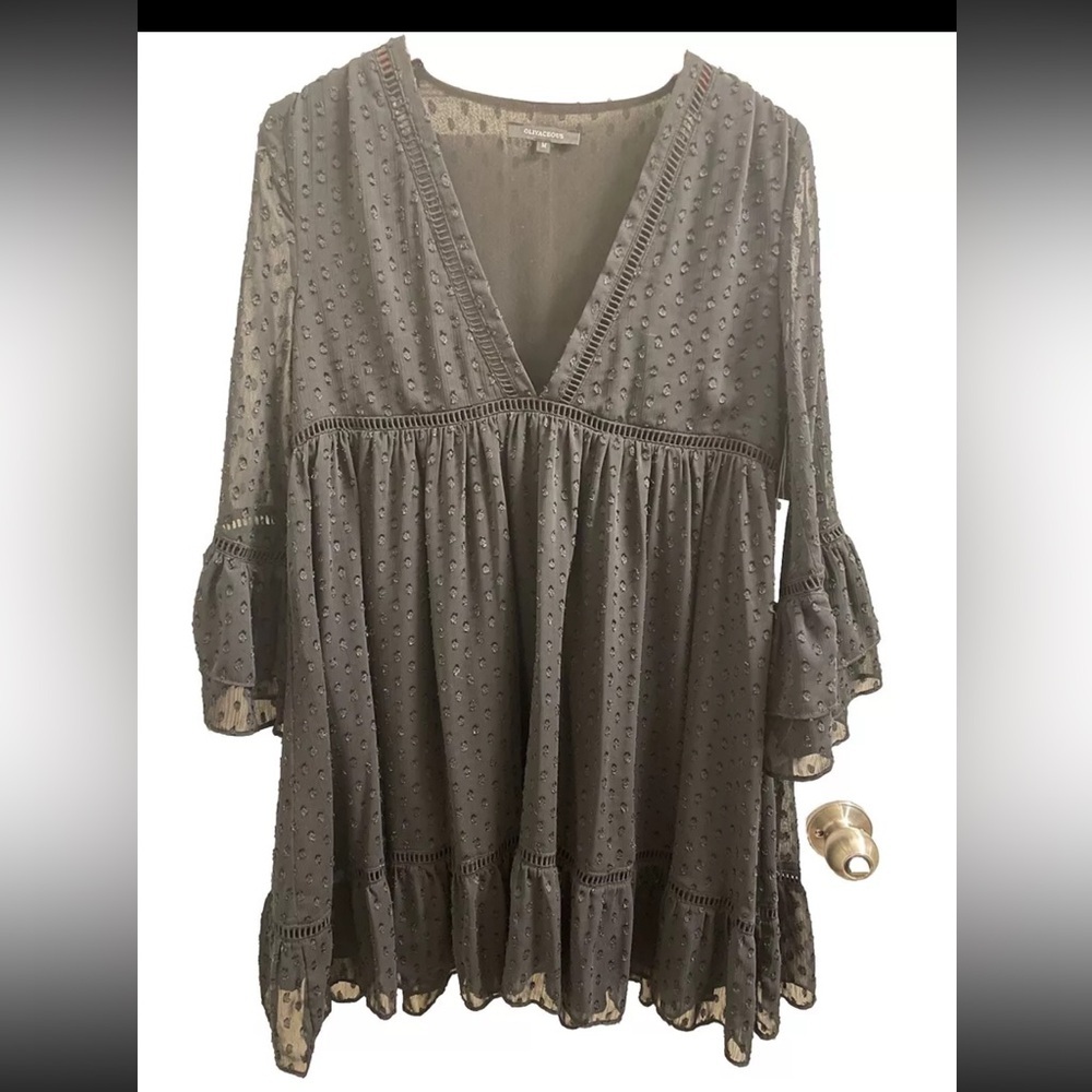 Oliviaceous Black Sheer Boho Flowy dress Embroidered Details